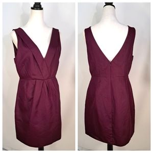 J. Crew Womens Purple Plum Sheath Dress Cotton V neck Surplice Bodice Cotton 14
